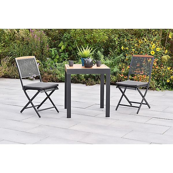 Merxx Patmos Set 5-tlg. 2 Klappsessel 2 Sitzkissen Balkon-Tisch Ausziehbar günstig online kaufen