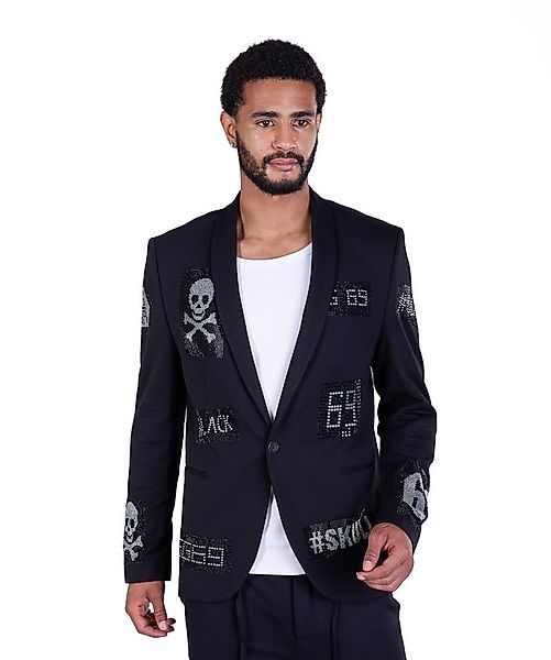Denim Distriqt Jerseysakko Herren Sakko mit Strass veredelt Totenkopf Sakko günstig online kaufen