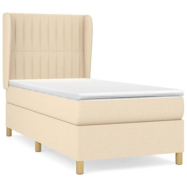 vidaXL Boxspringbett Boxspringbett mit Matratze Creme 100x200 cm Stoff Bett günstig online kaufen