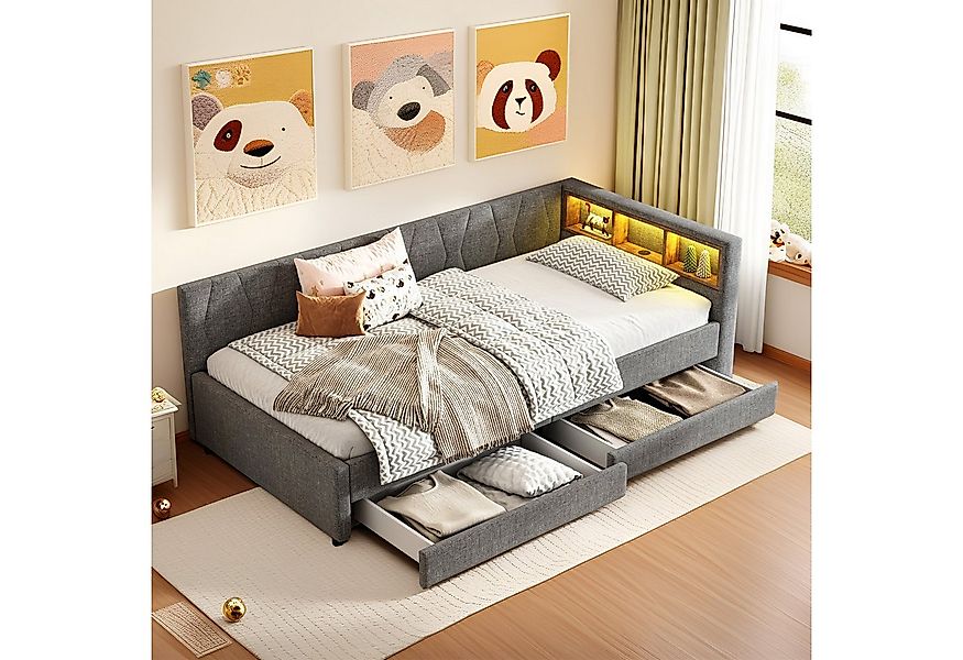 REDOM Schlafsofa Modernes Polsterbett mit LED-Beleuchtung, USB und Typ-C La günstig online kaufen