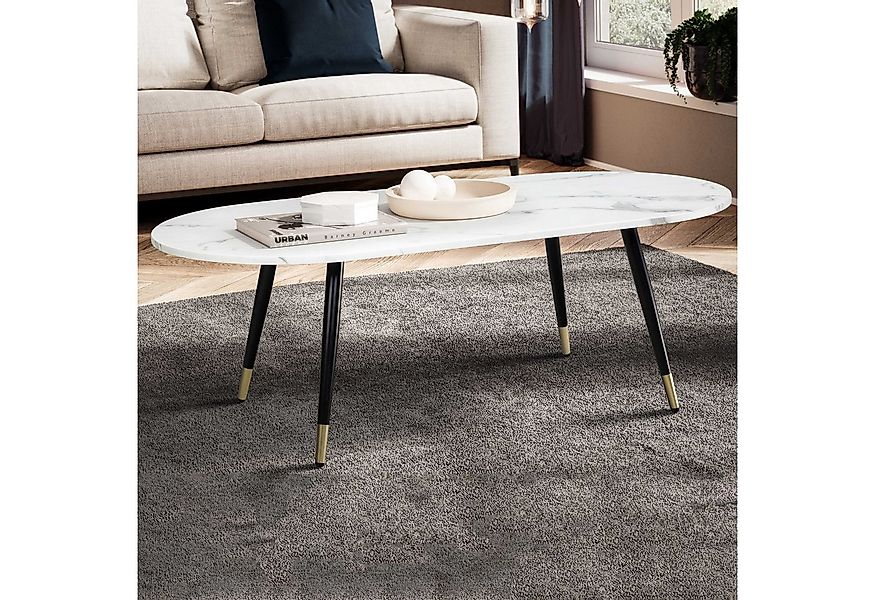FINEBUY Couchtisch FB60704 Sofatisch Marmor Optik 120 cm Wohnzimmertisch Ti günstig online kaufen