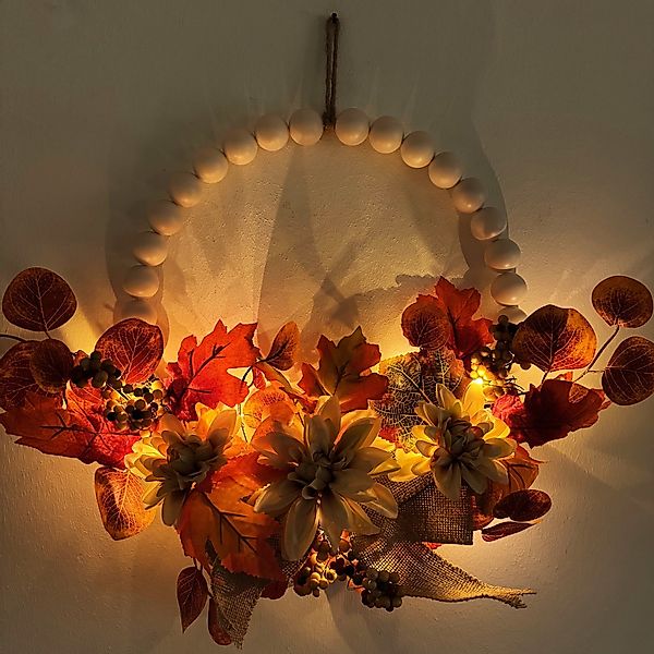 Online-Fuchs Dekokranz Türkranz Herbst mit LED-Lichterkette günstig online kaufen