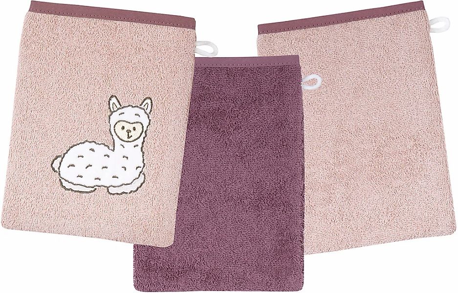Wörner Waschhandschuh "Lama rosa Waschhandschuh 3er Set" 1x mit süßer Lamas günstig online kaufen