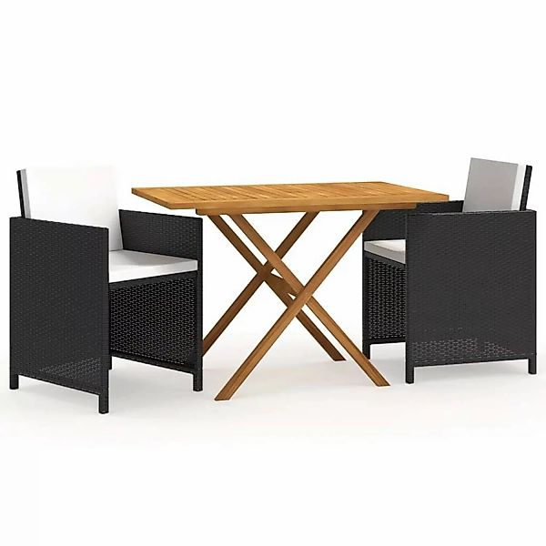 Vidaxl 3-tlg. Garten-essgruppe Mit Kissen Schwarz günstig online kaufen