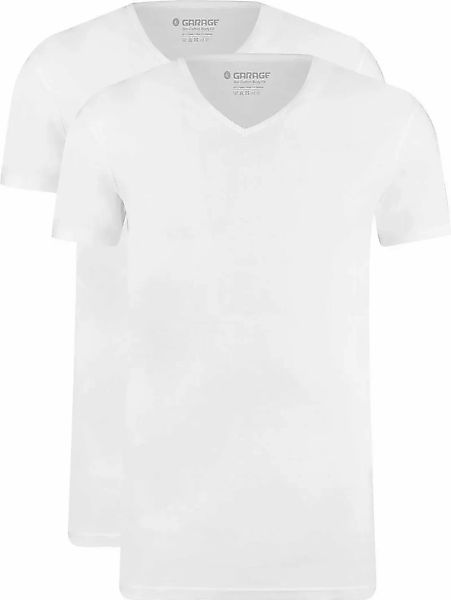 Garage 2-Pack Basic T-shirt Bio V-Ausschnitt Weiß - Größe S günstig online kaufen