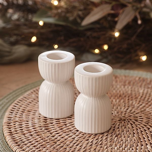 2er Set Kerzenhalter aus Keramik für Stabkerzen günstig online kaufen