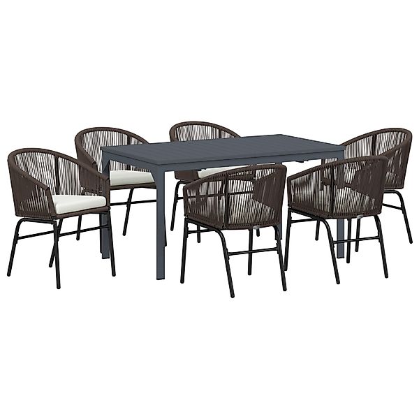 vidaXL Garten Essgruppe 7-Tlg Braun Poly Rattan 3378825 günstig online kaufen