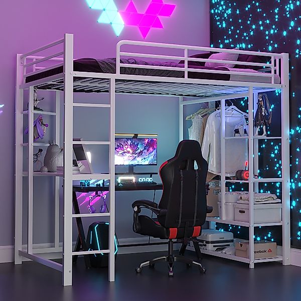 Flieks Hochbett Kinderbett Metallbett 90x200cm mit günstig online kaufen