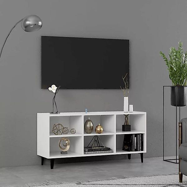 Tv-schrank Mit Metallbeinen Weiß 103,5x30x50 Cm günstig online kaufen