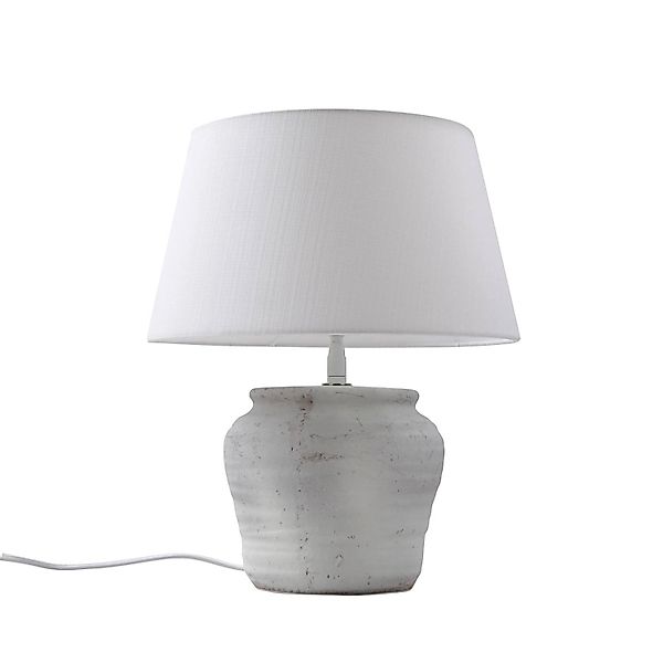 Lindby Tischlampe Aelith 10020394 Landhaus Vintage Rustikal in Weiß aus Tex günstig online kaufen