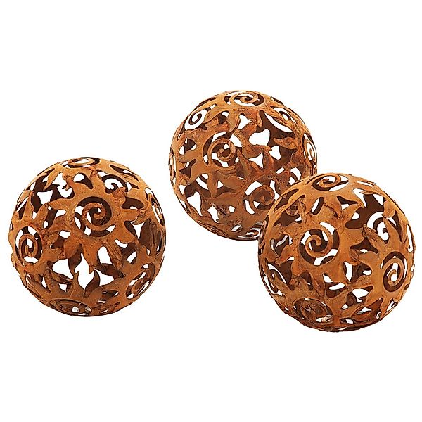 Kobolo Gartenkugel KALURA Rostoptik 3er Set Durchmesser 12 cm günstig online kaufen