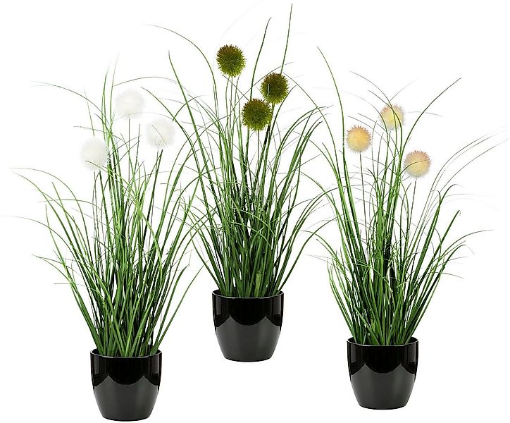 Kunstgras Grasbusch mit Kletten, Leonique, Höhe 35 cm, Kunstpflanze, Gras, günstig online kaufen