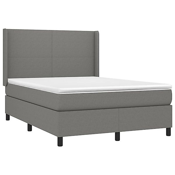 vidaXL Boxspringbett mit Matratze & LED Dunkelgrau 140x200 cm Stoff 3138158 günstig online kaufen