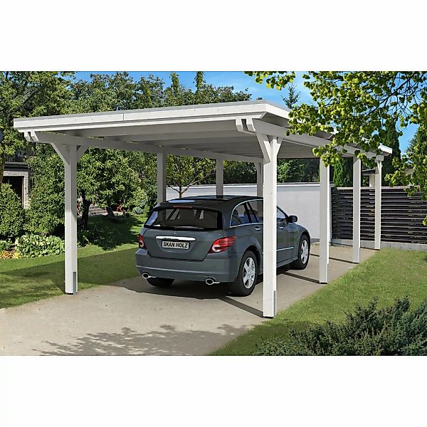 Skan Holz Einzelcarport Leimholz Weiß 354 cm x 846 cm günstig online kaufen