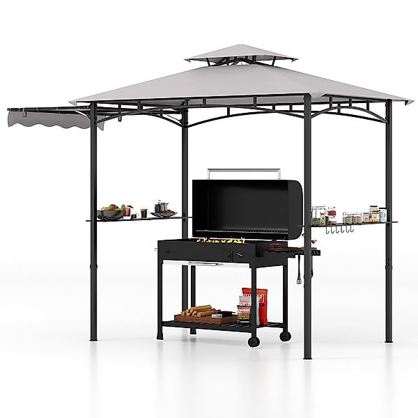 KOMFOTTEU Grillpavillon, mit Doppeldach & Seitenmarkise günstig online kaufen