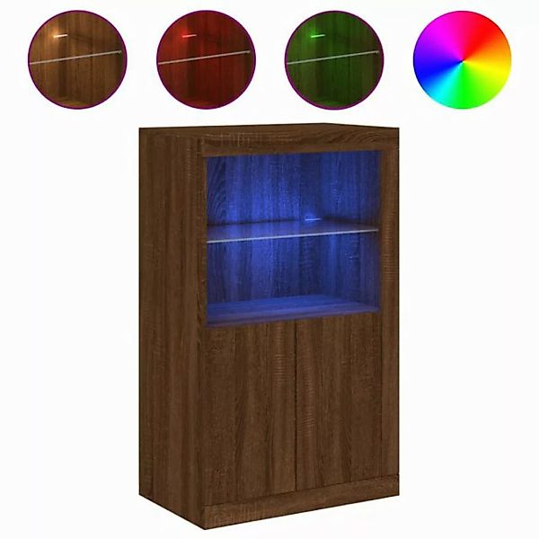 vidaXL Beistellschrank mit LED-Leuchten Braun Eiche Holzwerkstoff günstig online kaufen