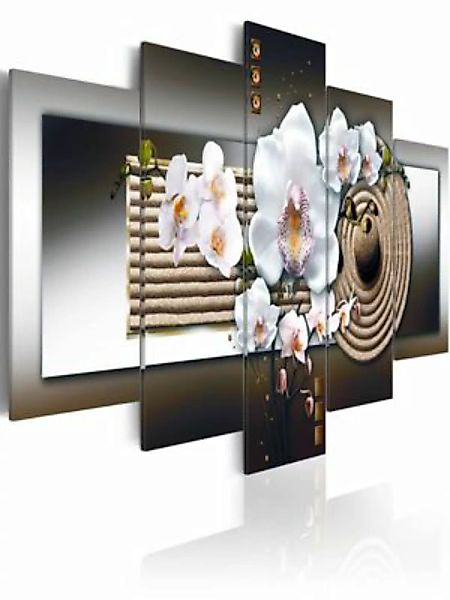 artgeist Wandbild Orchid and zen garden - brown mehrfarbig Gr. 200 x 100 günstig online kaufen