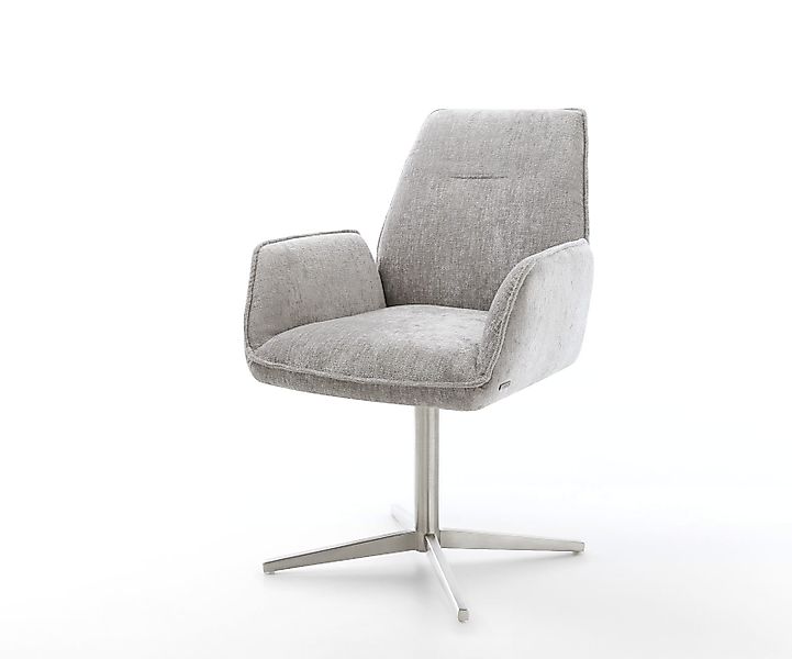 Drehstuhl Zoa-Flex Chenille Silbergrau Fußkreuz Edelstahl 360° drehbar Tasc günstig online kaufen