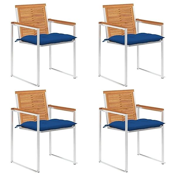 vidaXL Gartenstühle 4 Stk mit Kissen Massivholz Akazie 3078495 günstig online kaufen