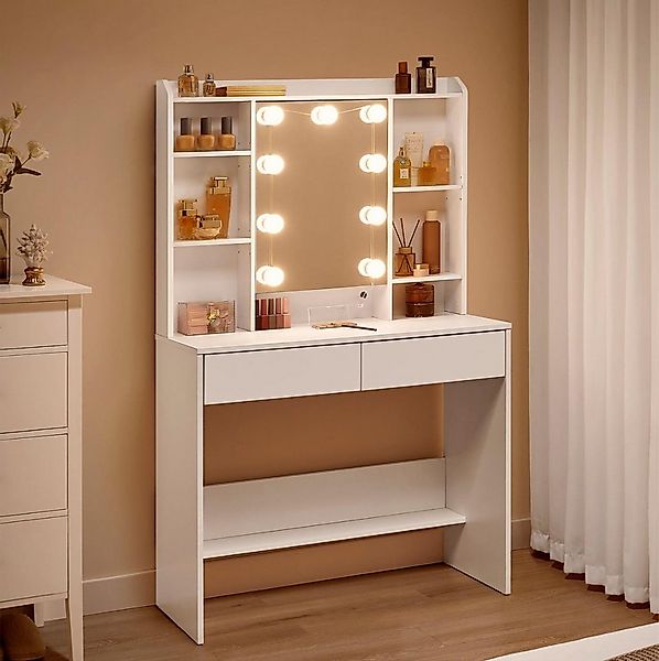 VASAGLE Schminktisch mit Beleuchtung, einstellbare Helligkeit, Frisiertisch günstig online kaufen