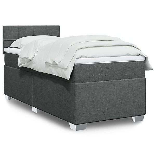 furnicato Bettgestell Boxspringbett mit Matratze Dunkelgrau 80x200 cm Stoff günstig online kaufen