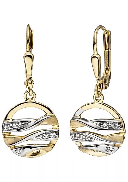 JOBO Paar Ohrhänger, rund 333 Gold bicolor mit Zirkonia günstig online kaufen