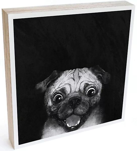 Wall-Art Holzbild "Tischdeko Graves Snuggle Pug", Blumen, (1 St.), bedruckt günstig online kaufen