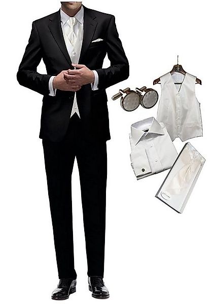 Freiherr von Falkenhausen Anzug Hochzeitsanzug 7 teiliges Set schwarz Slim günstig online kaufen