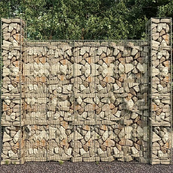 Gabionenkörbe 3 Stk. Verzinkter Stahl 25 X 25 X 197 Cm günstig online kaufen