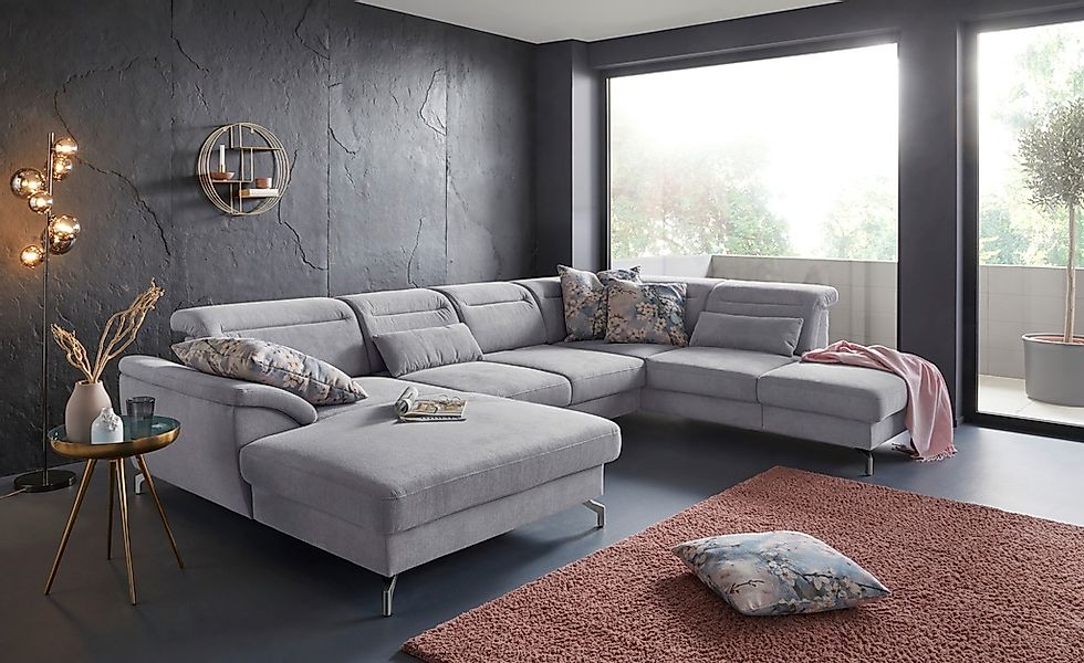 sit&more Wohnlandschaft "Percy U-Form" 12 cm Fußhöhe, Sitztiefenverstellung günstig online kaufen