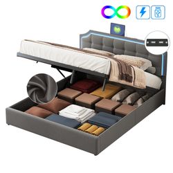 FUROKOY Polsterbett Boxspringbett Doppelbett LED Licht, günstig online kaufen