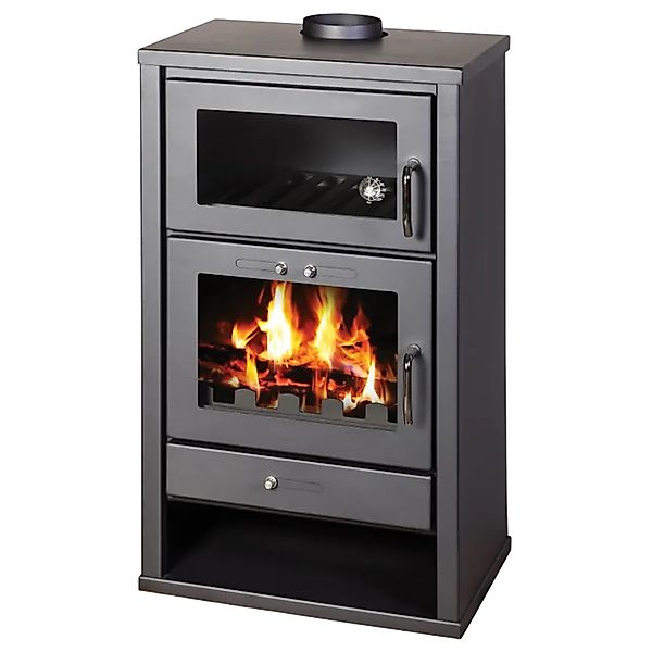 Victoria Kaminofen Triumph F Schwarz mit Backfach und 12,3 kW günstig online kaufen