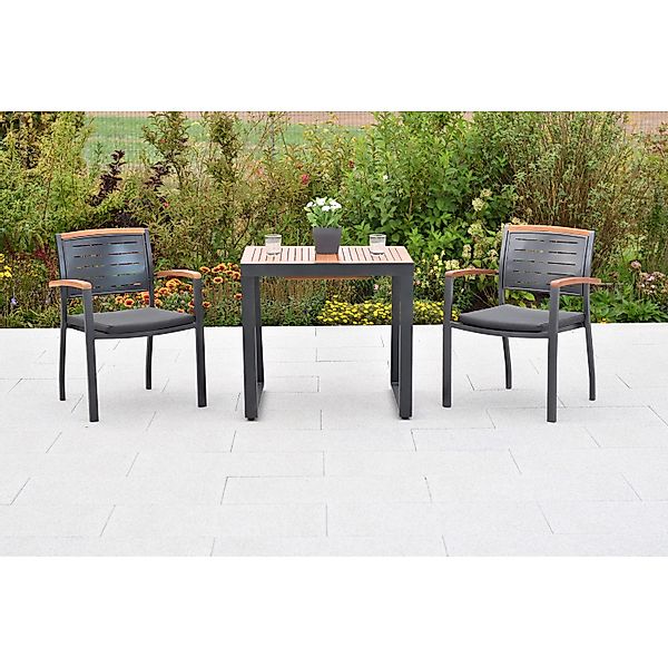 Merxx Tinos Set 5-tlg. 2 Stapelsessel 2 Kissen Balkon-Tisch Ausziehbar günstig online kaufen