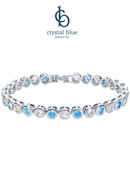 crystal blue Tennisarmband Facetteschliff Zirkonia Kristalle günstig online kaufen