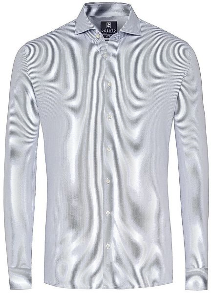 DESOTO Essential Hemd Hai Piqué Streifen Blau - Größe 41 günstig online kaufen