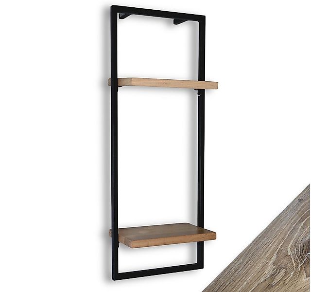 holz4home® Wandregal Eiche Hellgrau mit Metallrahmen Schwarz I Ohne Baumkan günstig online kaufen