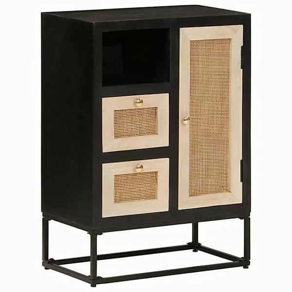 vidaXL Fächerschrank Sideboard Schwarz 55x30x76 cm Massivholz Mango und Eis günstig online kaufen