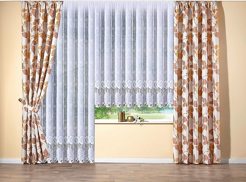 Stickereien Plauen Gardine Rebe (1 St), Kräuselband, halbtransparent, Sablé günstig online kaufen