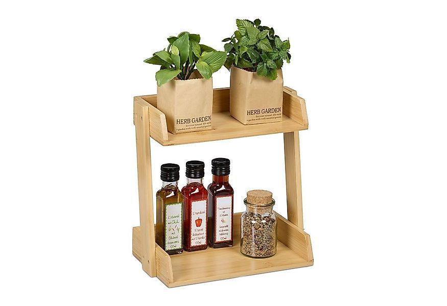 relaxdays Gewürzregal Bambus Gewürzregal mit 2 Ebenen günstig online kaufen