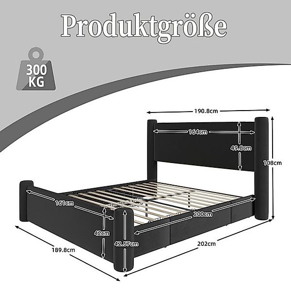 Celya Polsterbett Doppelbett mit 2 Stauraumschubladen und integrierte USB-A günstig online kaufen