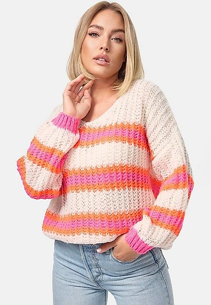 Rayshyne Strickpullover PM-01 (Kuscheliger Bunter Pullover Gestreifter Pull günstig online kaufen