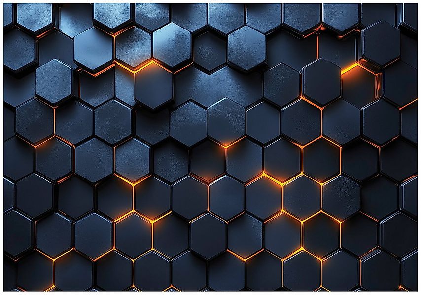 Wallarena Fototapete Kinderzimmer Hexagon Gaming Orange Kinder Vlies Tapete günstig online kaufen