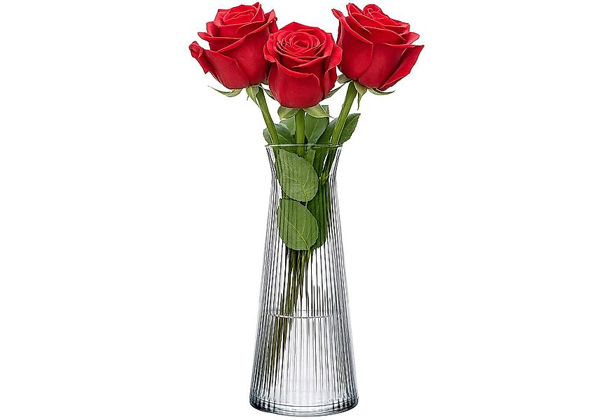 KONZEPT Tischvase Glasvasen 25cm Hoch, Glas Blumenvasen modern, Vasen rille günstig online kaufen