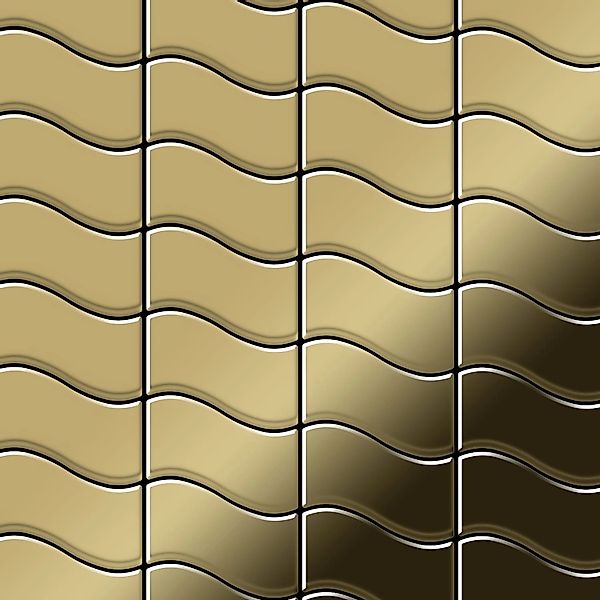 ALLOY Mosaik Fliese Massiv Metall Titan Hochglänzend Gold 1,6mm Stark Flux- günstig online kaufen