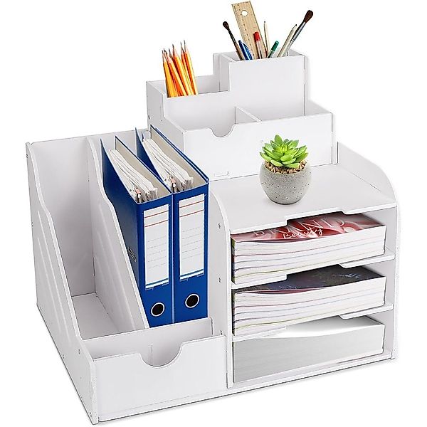 NUODWELL Regal-Schreibtisch 4-stufige weiße Schreibtisch-Aufbewahrungsbox m günstig online kaufen