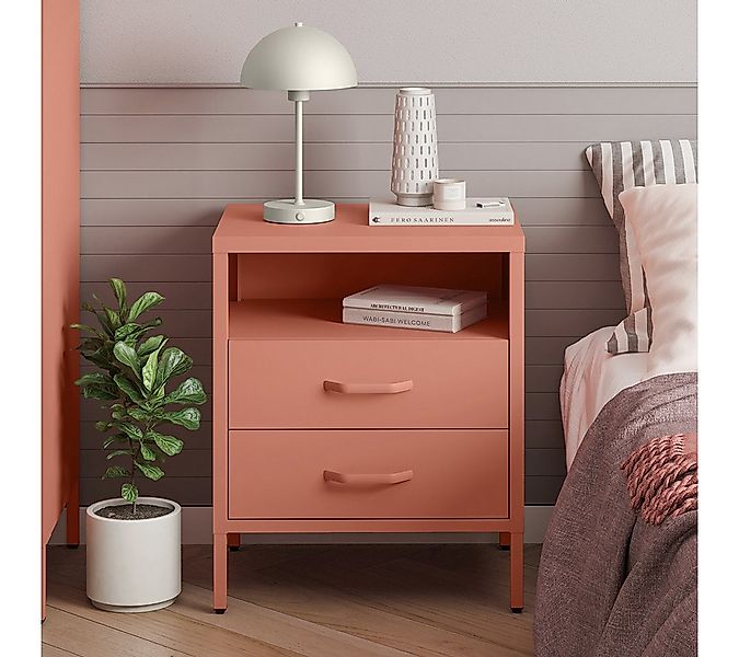 skølm Nachttisch Mizar mit 2 Schubladen & Ablagefach (2er Set, terrakotta, günstig online kaufen