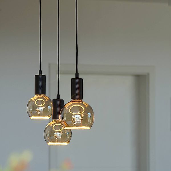 SEGULA Hängelampe Madox Square 3X Wave, schwarz, Stahl, E27 günstig online kaufen