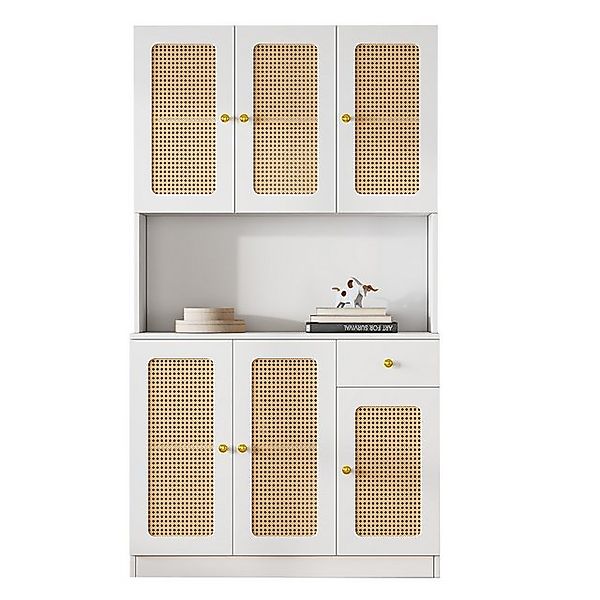 REDOM Hochschrank Rattan-Highboard,Eingangsschrank (mit 6 Rattantüren und 1 günstig online kaufen