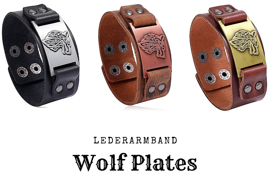 Eyecatcher Lederarmband Wickinger Wolf Silber Bronze günstig online kaufen
