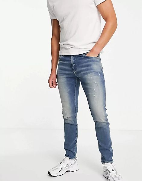 G-Star – Schmal geschnittene Jeans in mittlerer Waschung und mit Used-Look- günstig online kaufen